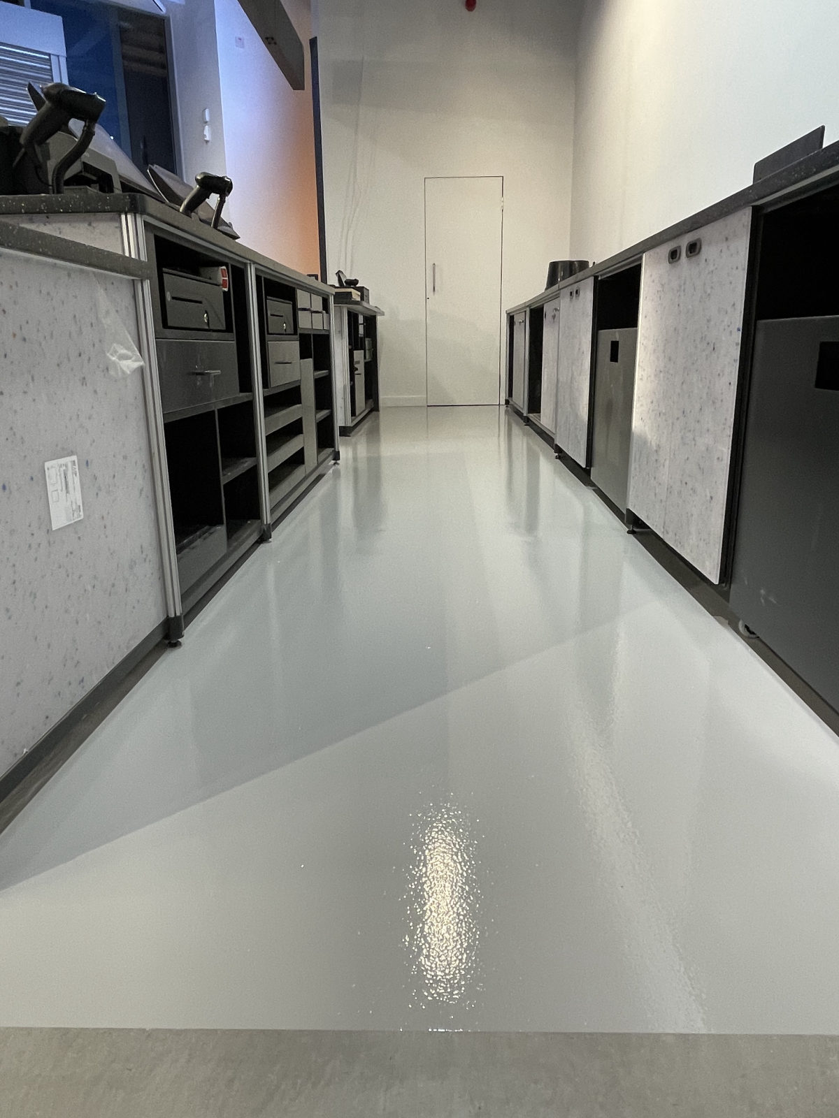 Glossy epoxy coated industrial floor
